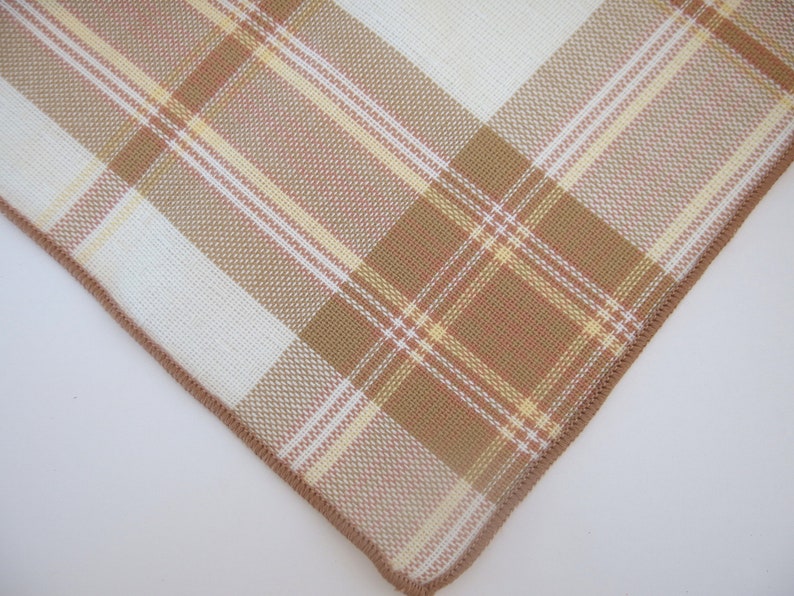 Brown Plaid Woven Tablecloth, Vintage 1970's Albert Nipon Sunweave, 60 x 84 Inches image 4