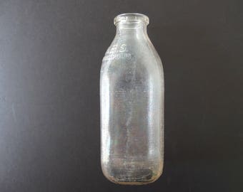 M.B.S. Indianapolis One Quart Textured Duraglas Glass Milk Bottle 54