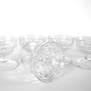 Vintage 1970's Clear, Footed Sherbert Cups, Ice Cube Pattern Barware, Set of 4