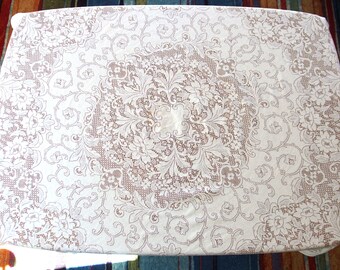 Ivory Lace Round Tablecloth, Vintage 1970's, 70 Inches