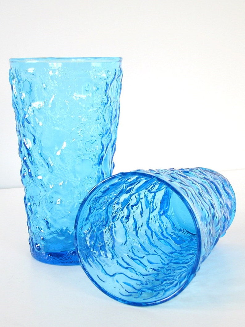 Retro Dishes Glassware Bumpy Blue Vintage Drinking Glasses Etsy