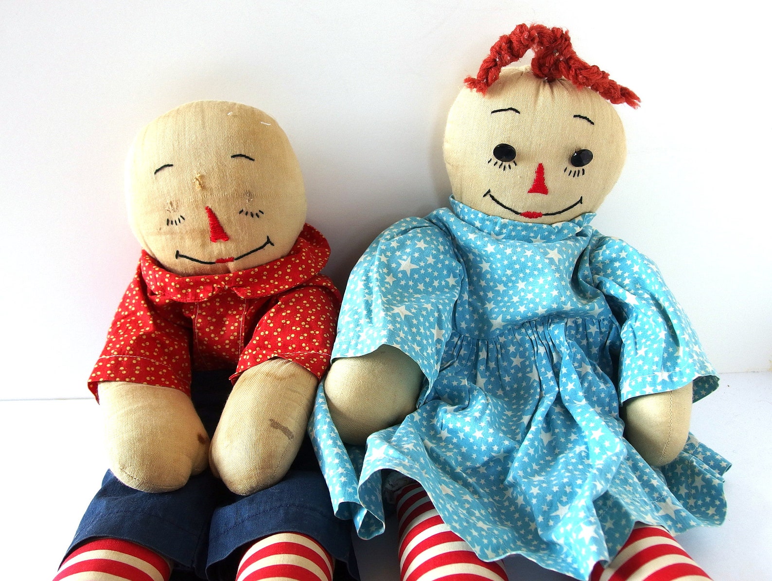 Vintage Raggedy Ann and Andy Dolls Handmade Soft Sculpture | Etsy