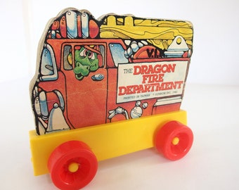 Vintage Children's Book 1980's, The Dragon Fire Department, a Wheel Book