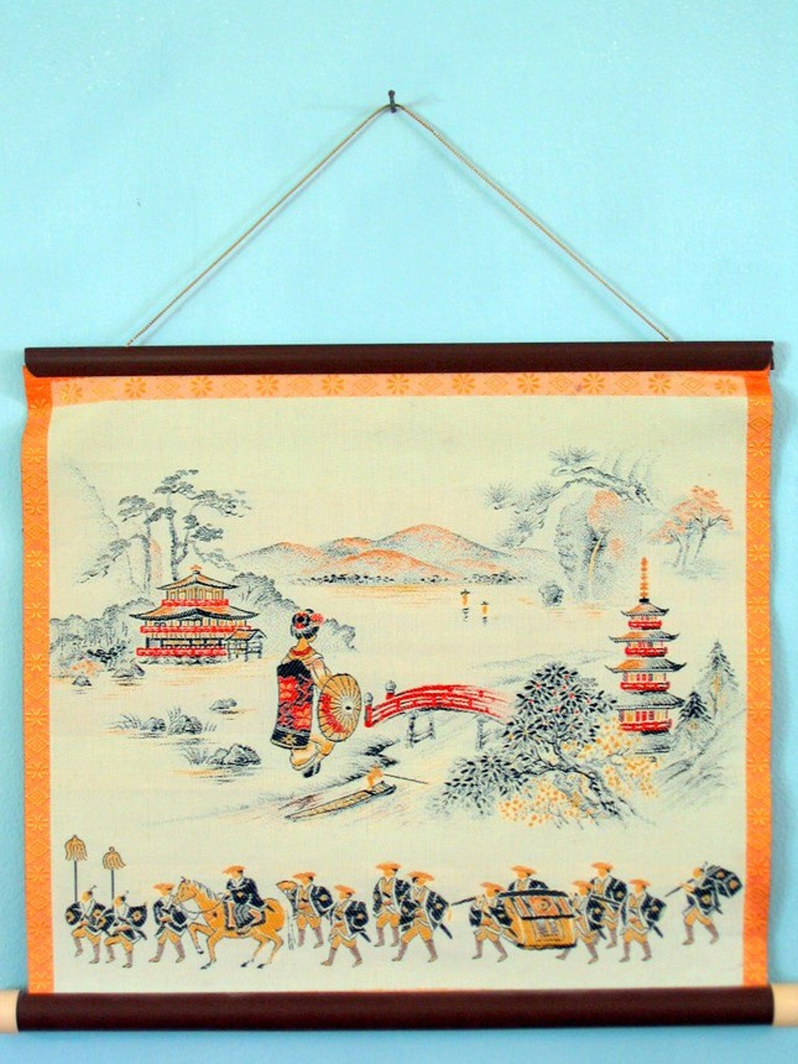 Silk Tapestry Chinese Scenes Wall Hangings Set of 2 Etsy