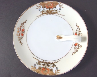 Vintage Noritake Gold with Orange and Blue Flowers Lemon Dish, Noritake, Red Mark