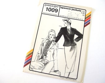 UNCUT Spencer Jackets Pattern, Vintage 1980's Stretch & Sew Pattern 730, Chest 28 - 44 Inches