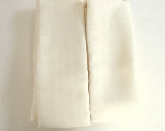 Vintage Lustrous Off White Sheer Rod Pocket Drapes, 2 Panels