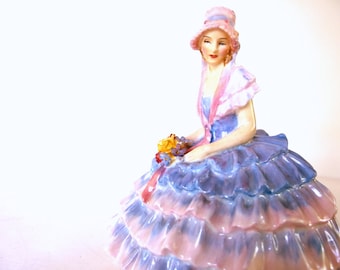 Vintage Royal Doulton Chloe Figurine, Periwinkle and Pink