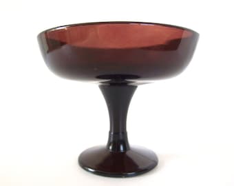 Vintage Amethyst Glass Footed Compote