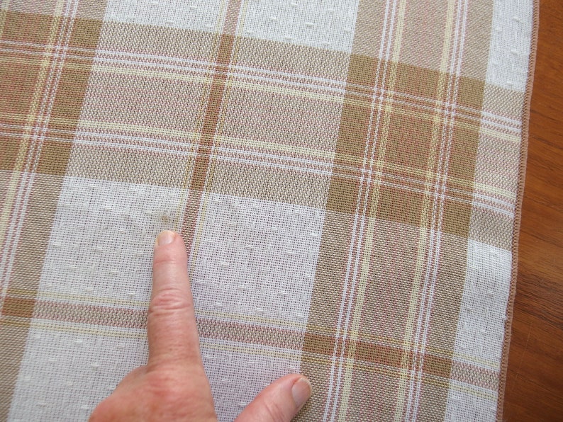 Brown Plaid Woven Tablecloth, Vintage 1970's Albert Nipon Sunweave, 60 x 84 Inches image 8