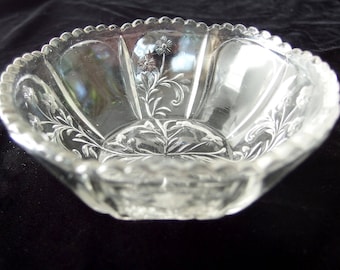 Indiana Glass Panelled Heather Clear Berry Bowl, Clear Glass Dessert Bowl