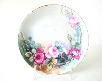 Vintage Hand Painted Plate - Gold Rimmed HUTSCHENREUTHER SELB of Bavaria Roses