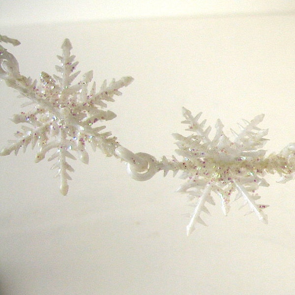RESERVED through Jan 11  Vintage Falling Snowflakes Christmas Ornaments Soft Plastic  Set of 7