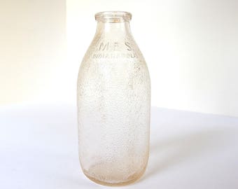 M.B.S. Indianapolis One Quart Textured Glass Milk Bottle, 2 52