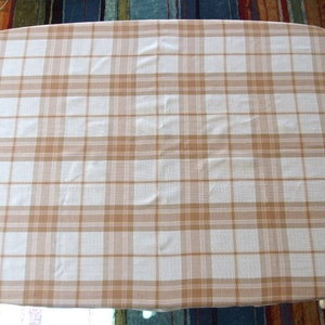 Brown Plaid Woven Tablecloth, Vintage 1970's Albert Nipon Sunweave, 60 x 84 Inches image 3