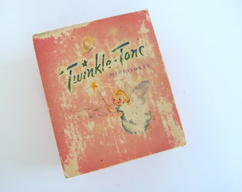 Vintage Twinkle Tone Card Box, Empty Miniatures Stationery Box