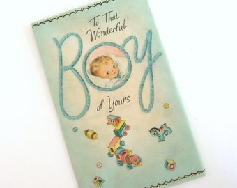 Blue Card Baby Boy- Vintage Mid Century, 1960's - USED