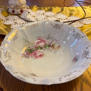 Hand Painted Made in Germany Antique bowl pink roses