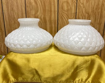 Milkglass student lampshades quilted pattern your choice