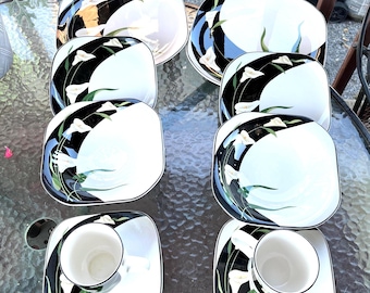Vintage Sango Quadrille Black Lillies Semi Porcelain Mugs - Etsy
