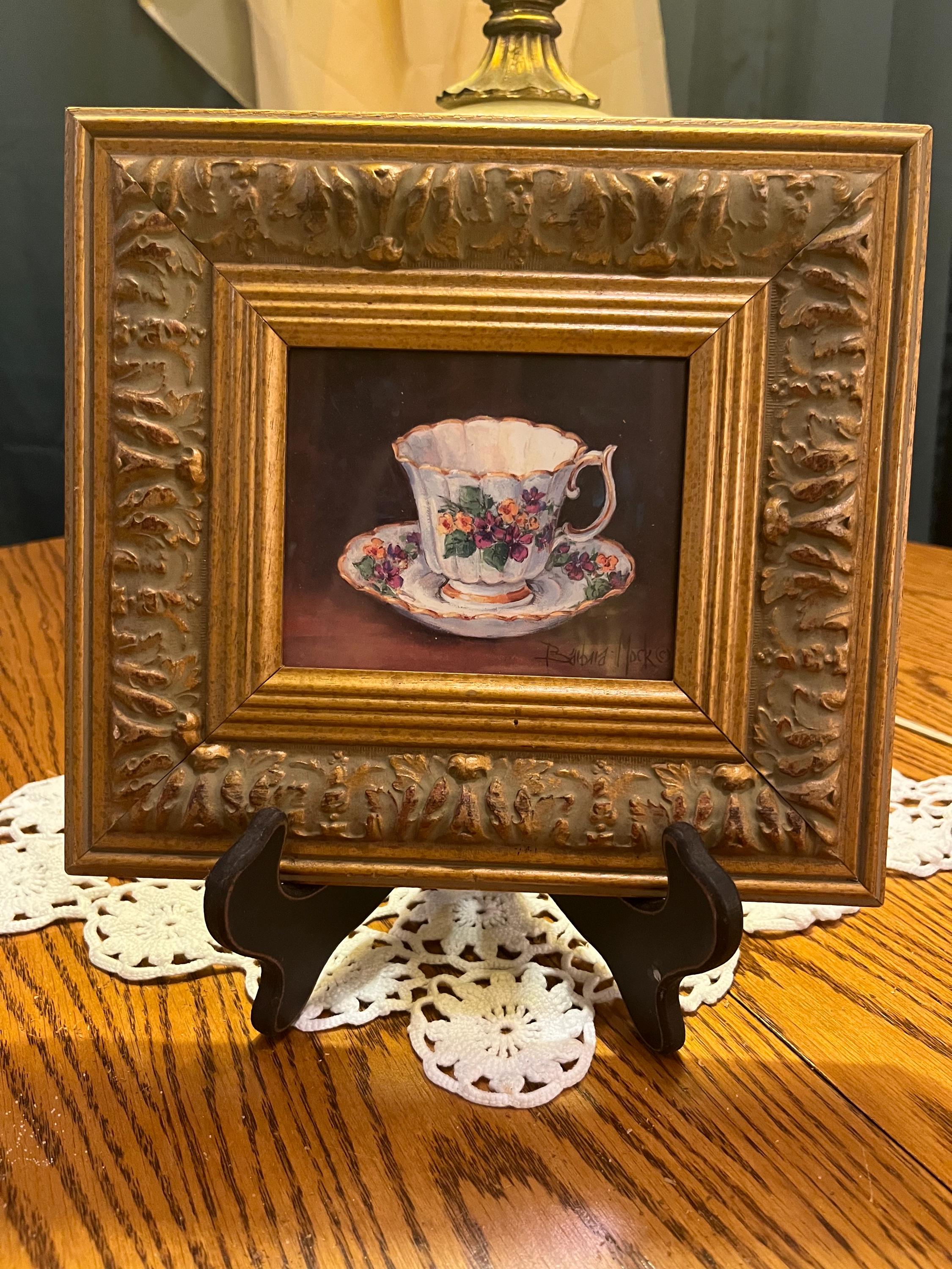 Barbara Mock 花と食器の静物画 金色フレーム Barbara Mock - Etsy