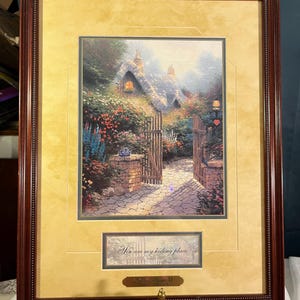 Thomas Kinkade hidden Cottage 11 “You are my binding place “ by Accent prints certificate of Authenticity framed 13@16” print