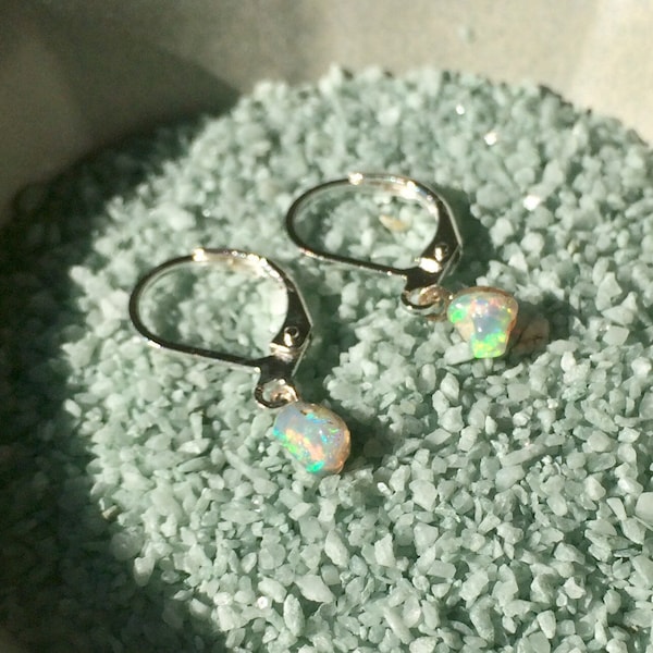 Raw Opal Earrings, Dangle Statement Opal Earrings, Dainty Drop Earrings, Opal Pendant, October Birthstone, Ethiopian Welo Opals