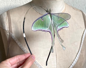 Luna Moth Haarband, Luna Moth Stirnband, Schmetterling Haarband, Schmetterling Stirnband, Actias Luna, Seide Schmetterling, Baumwolle Schmetterling, Stoff Motte