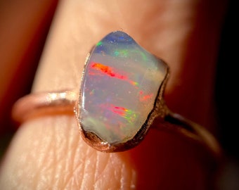 Raw Opal Ring, Size US 6 1/2, Big Opal Ring, Statement Ring, Copper Opal Ring, Electroformed Copper Ring, October Birthstone, Ethiopian Opal