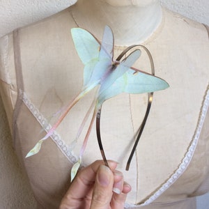 Butterfly Hair band, Butterfly Headband, Luna Moth Hair, Chinese Luna Moth, Actias Dubernardi, Silk Butterfly, Cotton Butterfly, Fabric Moth