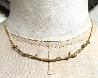 Twig Necklace, Branch Necklace, Twig Choker, Raw Brass Necklace, Dainty Necklace, Woodland Necklace, Botanical Necklace, Inspired by Nature
