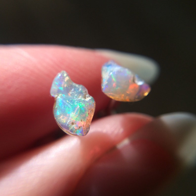 Opal Earrings Large Opal Studs Earrings Raw Stone Raw Etsy Canada