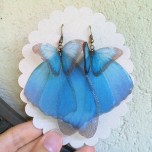 Butterfly Earrings, Morpho Butterfly, Wings Earrings, Silk Organza, Silk Butterfly Earrings, Organza Butterfly Earrings, Blue Butterfly image 10