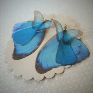 Butterfly Earrings, Morpho Butterfly, Wings Earrings, Silk Organza, Silk Butterfly Earrings, Organza Butterfly Earrings, Blue Butterfly image 9