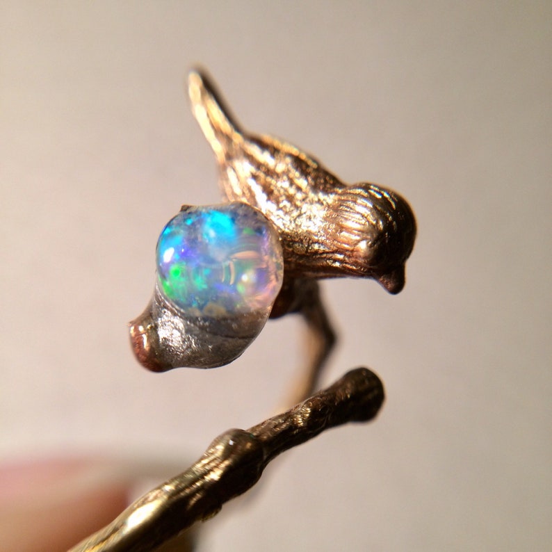 Opal Ring Dainty Stacking Skinny Ring Raw Gemstone Ring Raw image 1