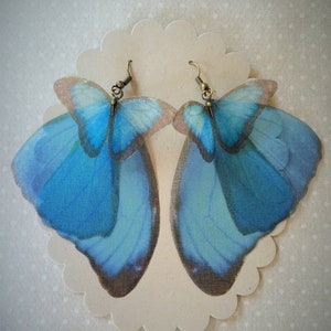 Butterfly Earrings, Morpho Butterfly, Wings Earrings, Silk Organza, Silk Butterfly Earrings, Organza Butterfly Earrings, Blue Butterfly image 7