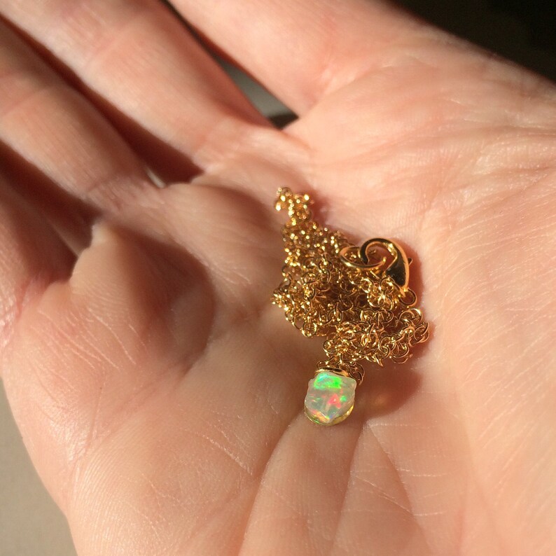 Silver Opal Necklace Dainty Minimal Opal Jewelry Opal Necklace Ethiopian Welo Opal Raw Stone Gold Opal Necklace October Birthstone