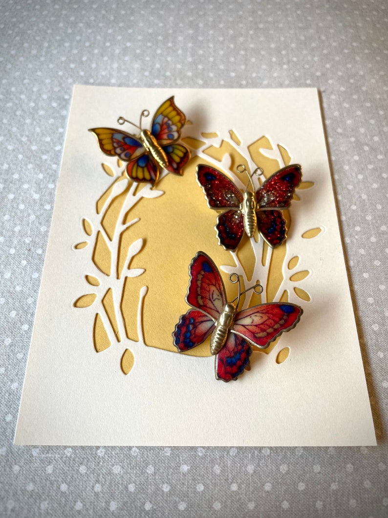 Vintage Butterfly Pin Vintage Butterfly Brooch Set of Three Etsy