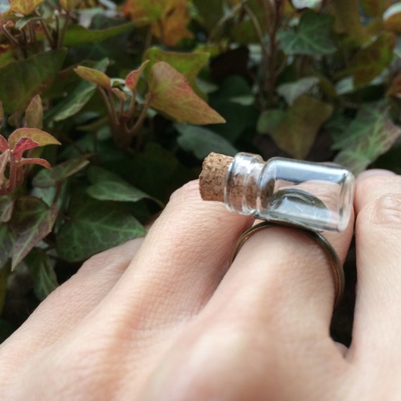 Items similar to Bottle Ring Handmade Tiny Bottle Ring Adjustable Antique Bronze on Etsy