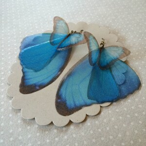 Butterfly Earrings, Morpho Butterfly, Wings Earrings, Silk Organza, Silk Butterfly Earrings, Organza Butterfly Earrings, Blue Butterfly image 4