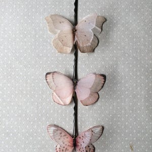 Butterfly Hair Pin, Butterfly Hairpin, Butterfly Hair Accessories in Light and Blush Pink Cotton and Silk Organza Fabric 3 pieces image 2