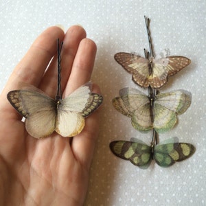 Butterfly Hair Pin, Butterfly Hair Clip, Butterfly Hairpin, Woodland Hair Pins, Cotton Butterfly, Silk Organza Butterly, Fabric Hair Pins