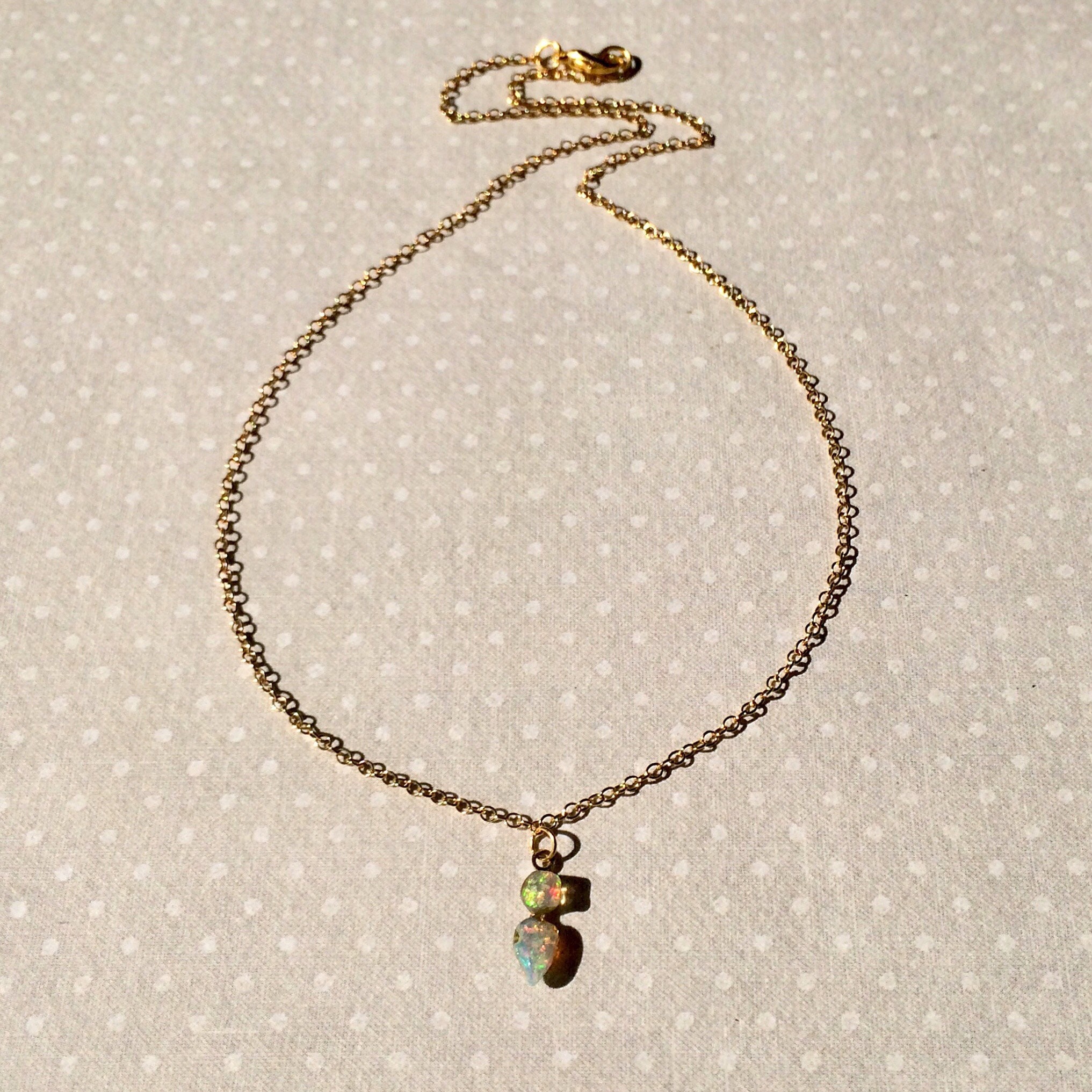 Opal Necklace Dainty Minimal Opal Jewelry Gold Opal | Etsy