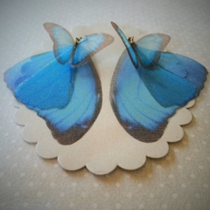 Butterfly Earrings, Morpho Butterfly, Wings Earrings, Silk Organza, Silk Butterfly Earrings, Organza Butterfly Earrings, Blue Butterfly image 8