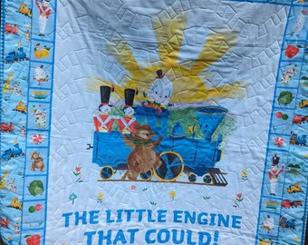 The Little Engine that Could-Handmade Quilt-Baby or Child Quilt-Large Crib Size 40 x 48"- Free Shipping