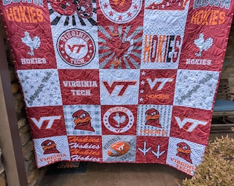 Virginia Tech Handmade Quilt, Virginia Tech Cuddle Quilt, Collegiate Tailgate Large Throw