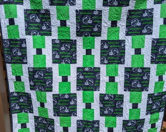 Seattle Seahawks-NFL Football-Team Quilt-Large Throw Quilt-Green Navy Football Quilt- 56" x 62"-Free Shipping