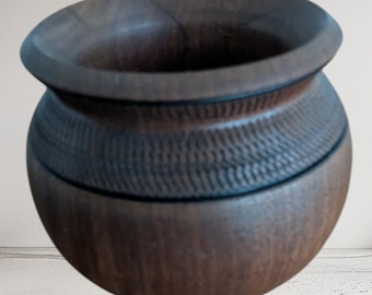 Hand Turned Walnut Wood Bowl, Vase, Twig or Pencil, Food Safe Finish