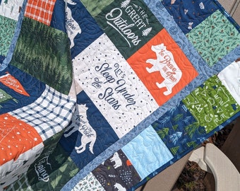 Woodland Quilt-Handmade Quilt-Adventure is Calling-Quilt-Free Shipping