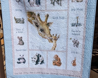 Love Is-Baby Quilt-Baby Animals Quilt- Handmade Quilt-Baby Animals and Mothers-Crib Quilt-Free Shipping